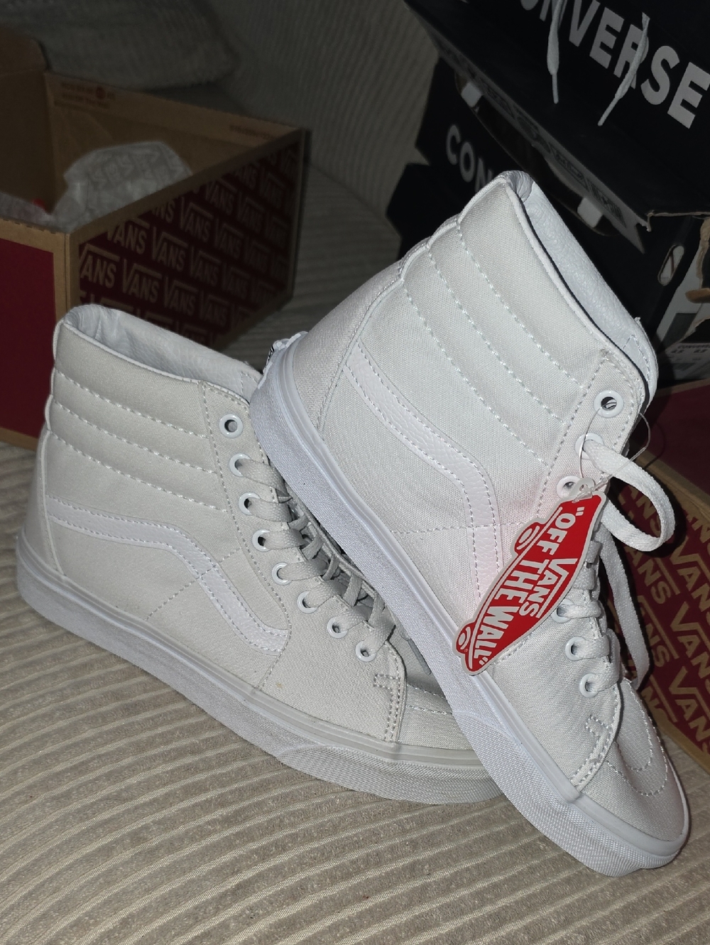 Vans White High-Top Canvas Sk8-Hi Sneakers